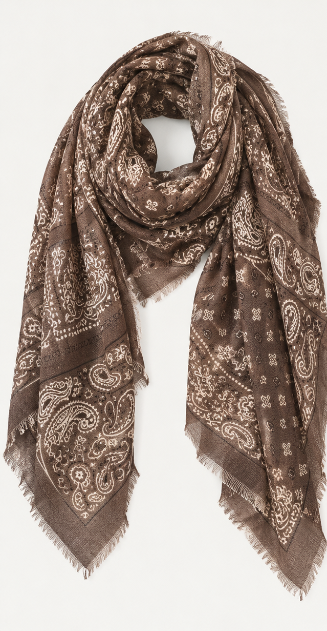 JULIA Paisley Scarf Chocolate