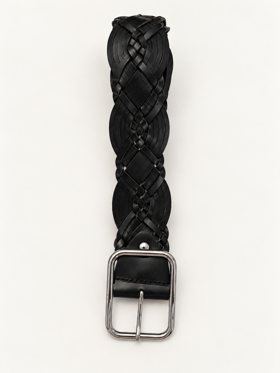 JULIA Wide Braided Belt in Black