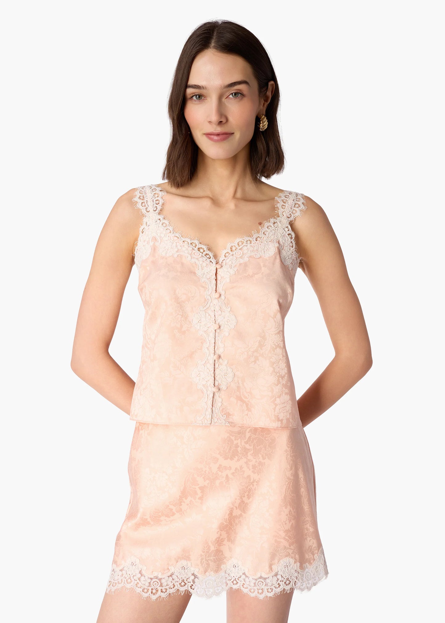 CAMI NYC Mildred Jacquard Mini Skirt Light Peach
