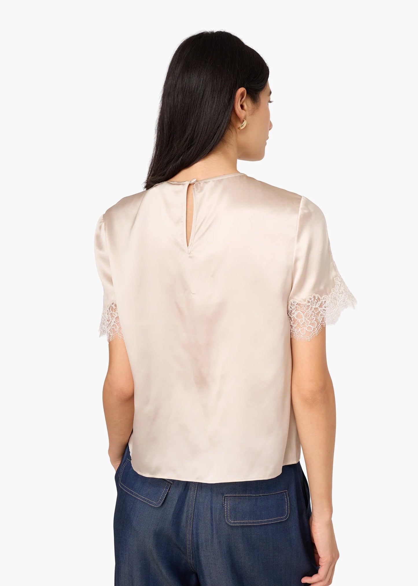 CAMI NYC Marguerite Silk Top cream