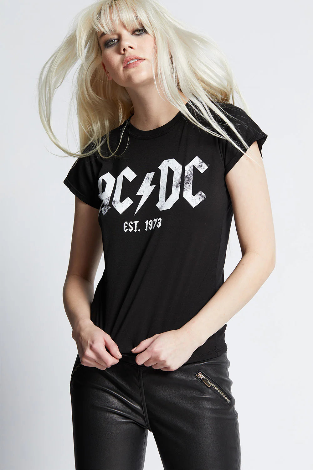 RECYCLED KARMA the AC/DC 1973 Black Baby Tee