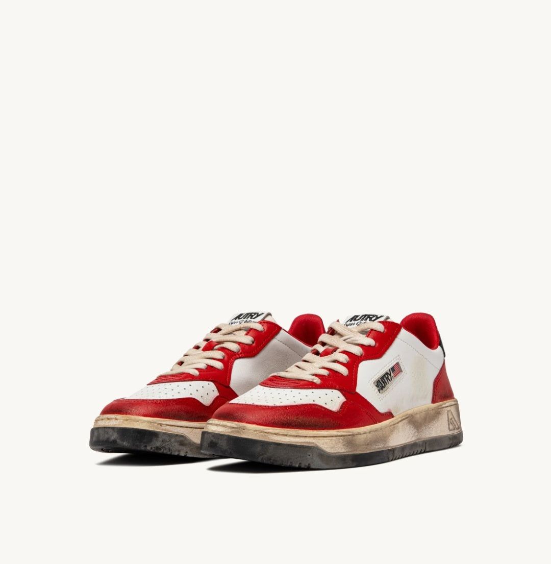 AUTRY Super Vintage Sneakers In Red, White And Black Leather