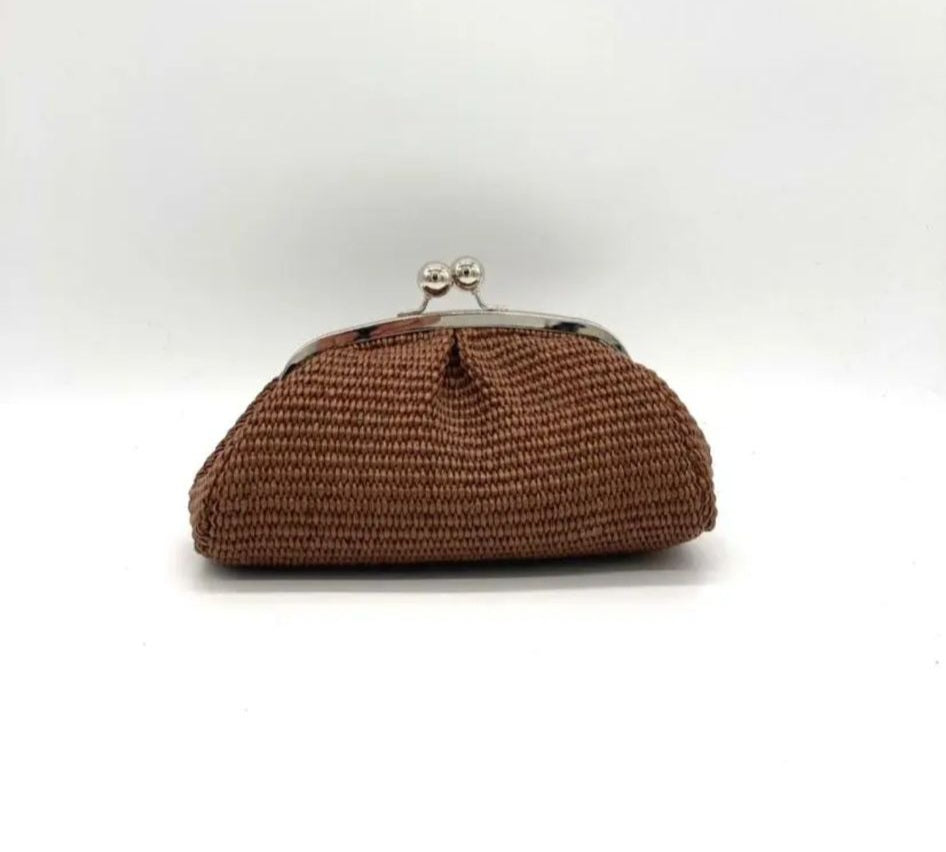 JULIA Raffia Clutch Chocolate