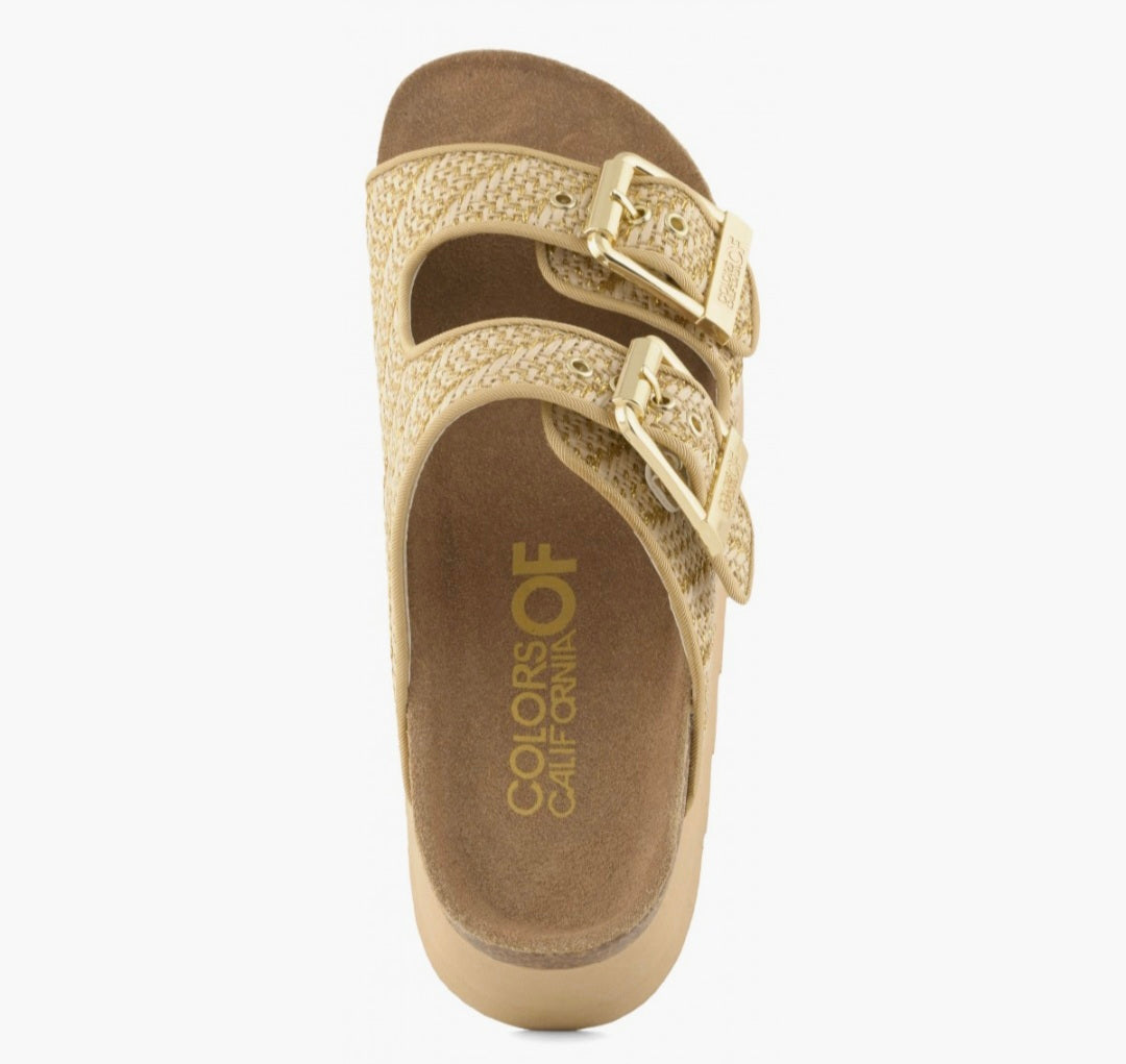 COLORS OF CALIFORNIA IRVI Metallic raffia platform