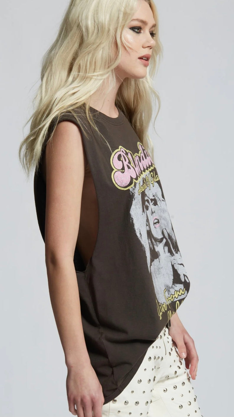 RECYCLED KARMA Blondie Unisex Heart of Glass Oversized Muscle Tee