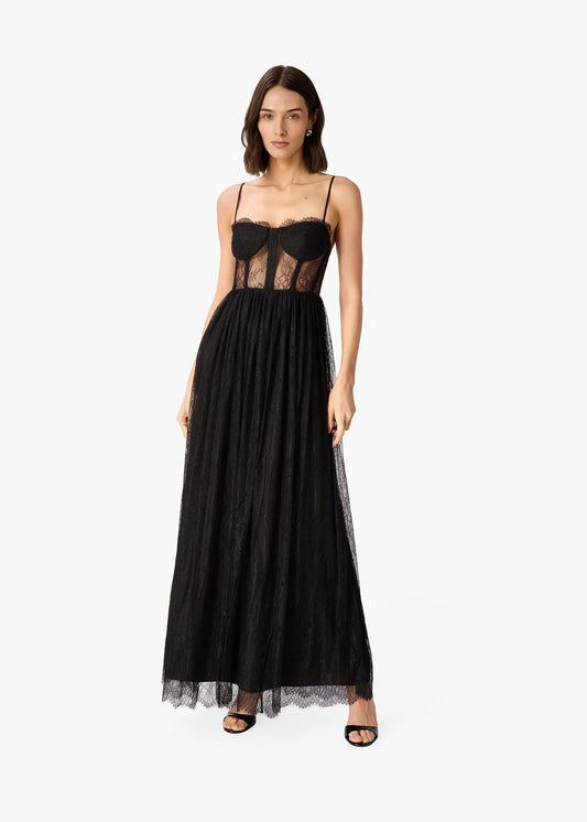 CAMI NYC Archer Corset Lace Gown Black