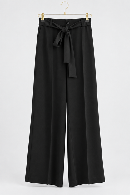 EXETERA Wide-Leg Belted Pants