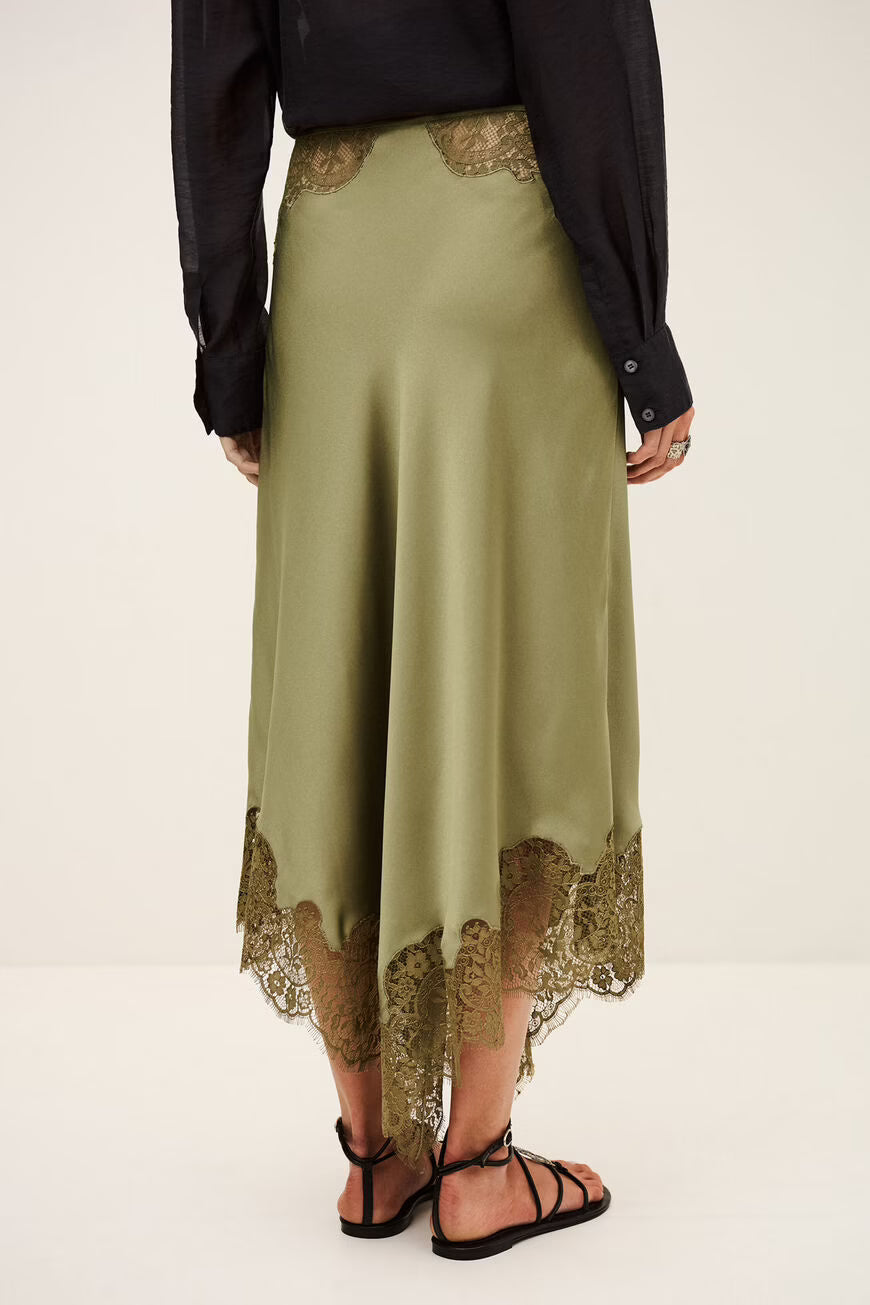 BA&SH CONI flared midi skirt- GREEN