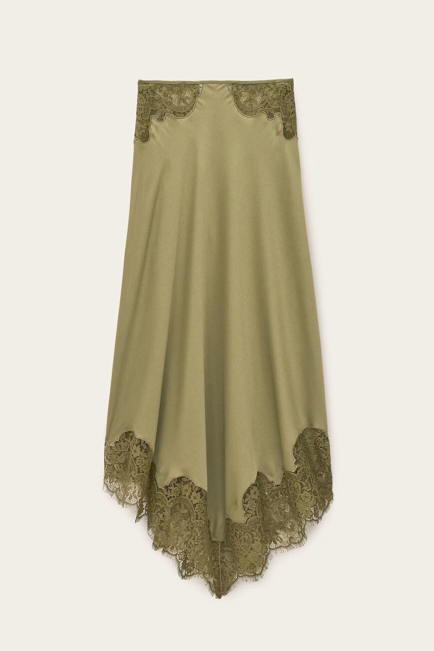 BA&SH CONI flared midi skirt- GREEN