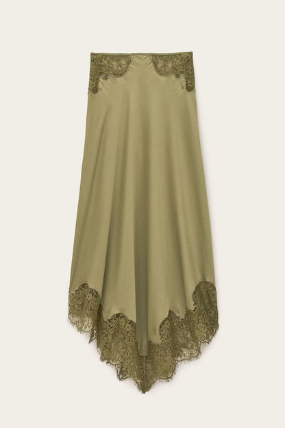 BA&SH CONI flared midi skirt- GREEN