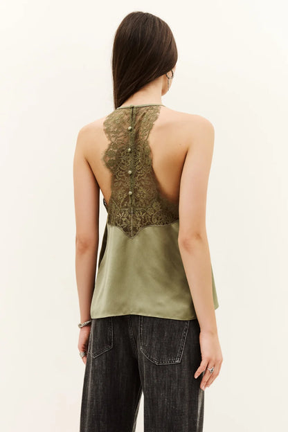 BA&SH CORINA satin cami top- GREEN