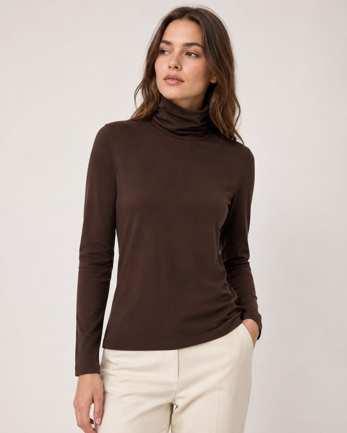 MAJESTIC FILATURES Turtleneck Top Chocolate