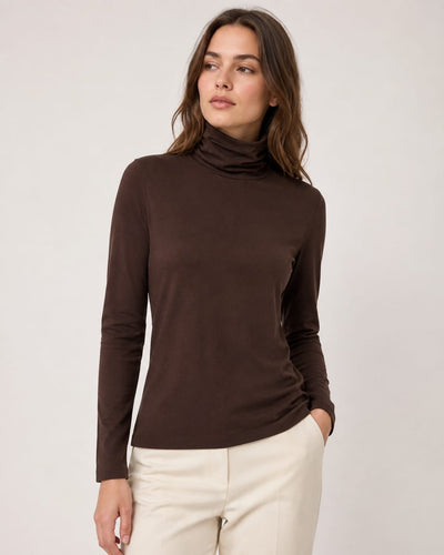 MAJESTIC FILATURES Turtleneck Top Chocolate