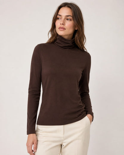 MAJESTIC FILATURES Turtleneck Top Chocolate