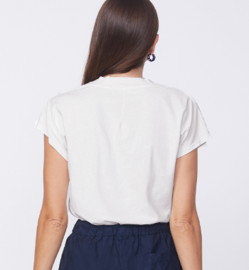 STATESIDE Cloud Jersey V Neck Tee Cream