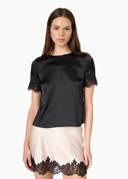 CAMI NYC Marguerite Silk Top Black