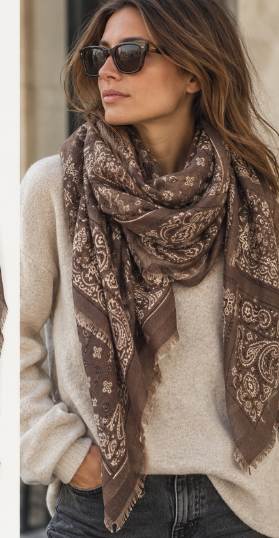 JULIA Paisley Scarf Chocolate