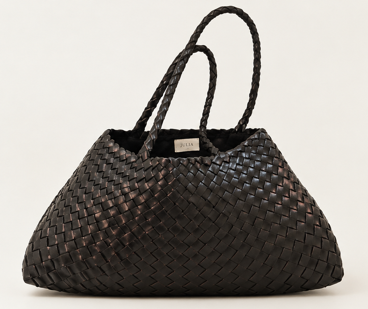 JULIA Woven Leather Bag Black