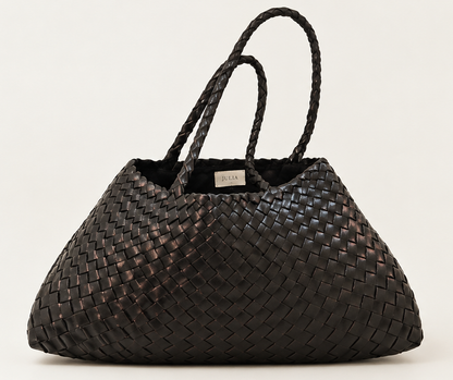 JULIA Woven Leather Bag Black
