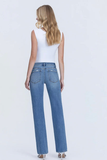 VERVET Innovative Mid Rise Full Length Straight Jeans