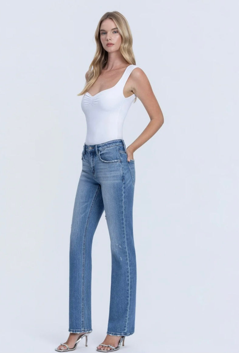 VERVET Innovative Mid Rise Full Length Straight Jeans