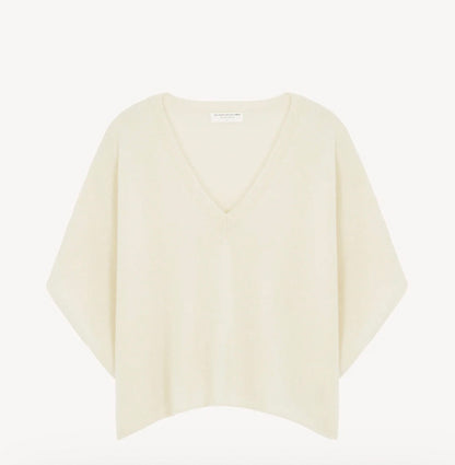 MAJESTIC FILATURES Cream V-Neck Cashmere Top