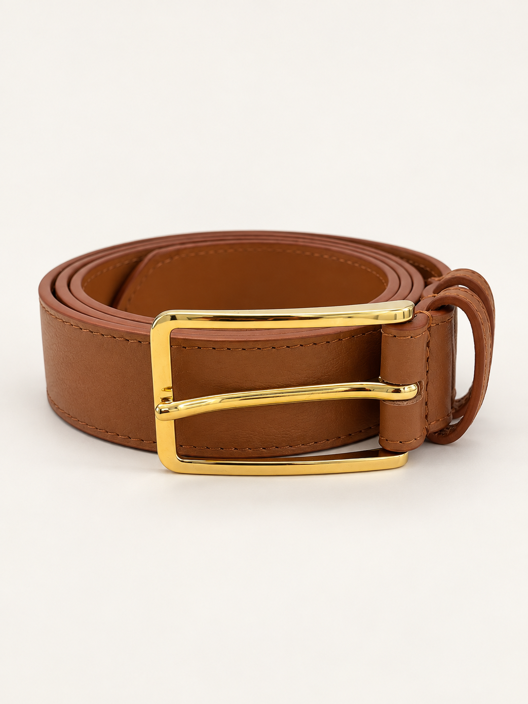 JULIA Classic Gold Buckle Belt In Camel