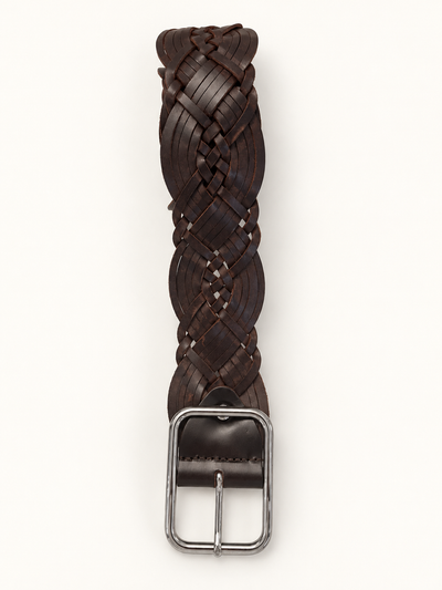 JULIA Wide Braided Belt in Brown