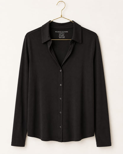 MAJESTIC FILATURES cotton shirt with button closure Chocolate