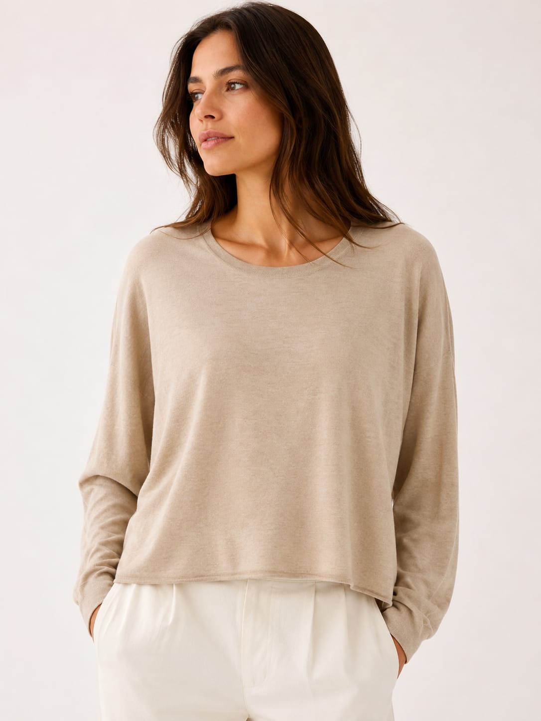 MAJESTIC FILATURES Relaxed-Fit Cashmere Top beige