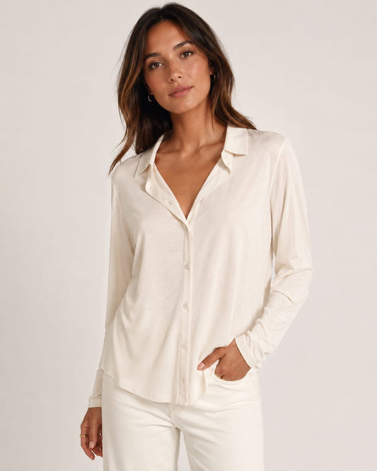 MAJESTIC FILATURES cotton shirt with button closure Cream