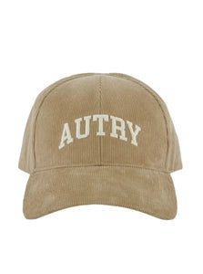 AUTRY Baseball Cap In Embroidered Beige Corduroy