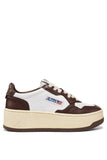 AUTRY Medalist Platform Sneakers In White And Chestnut Brown Leather