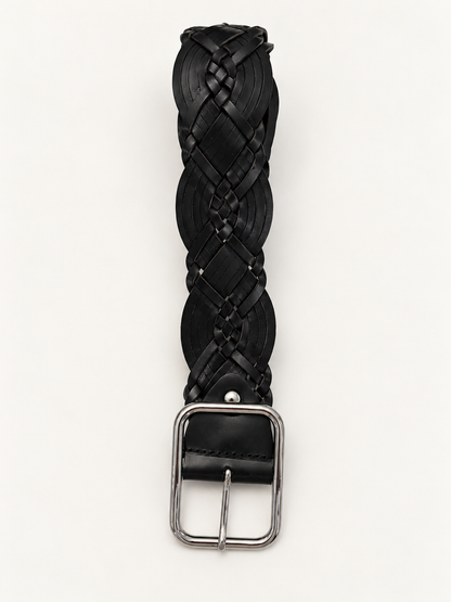 JULIA Wide Braided Belt in Black