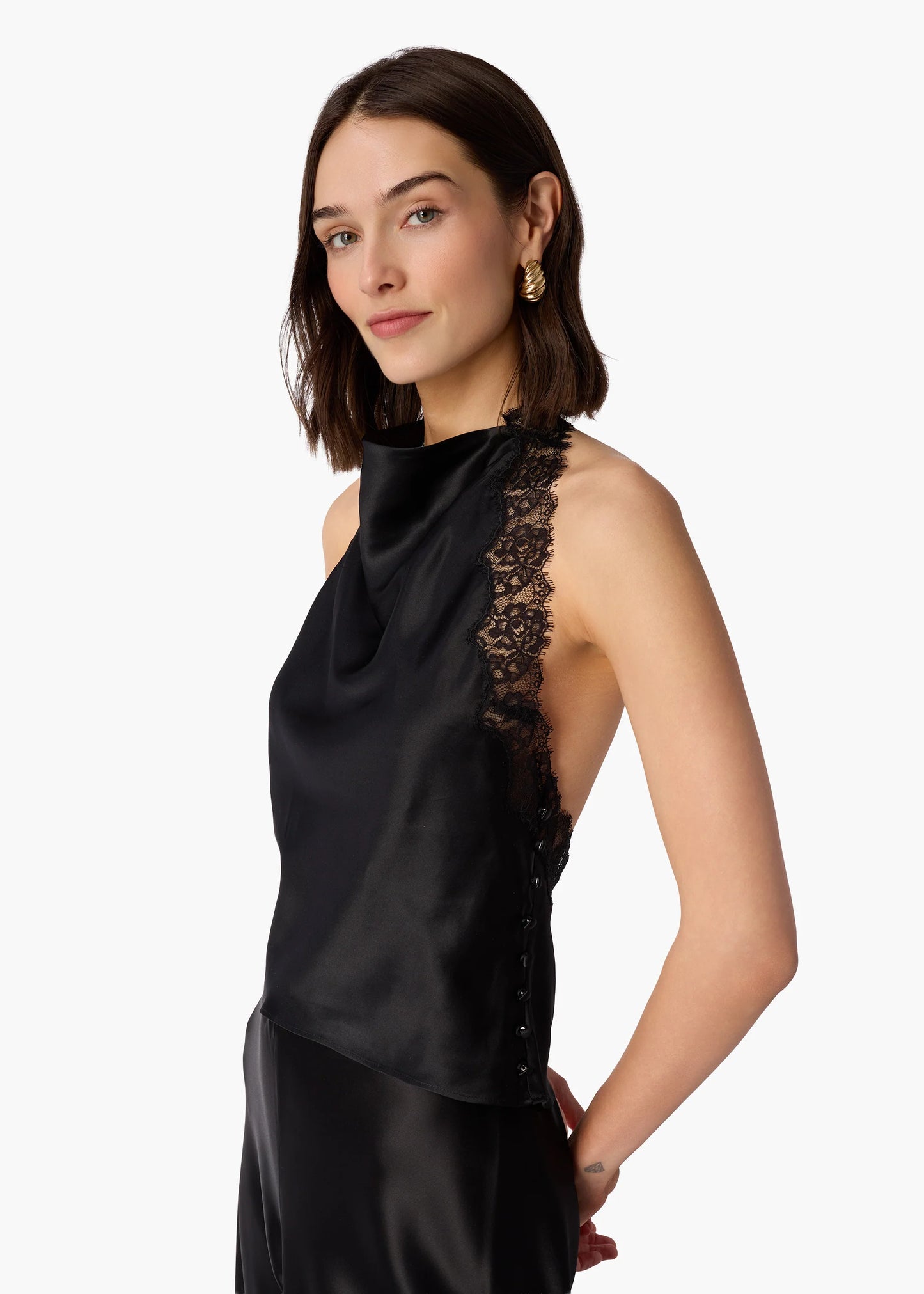 CAMI NYC Lucille Silk Top Black