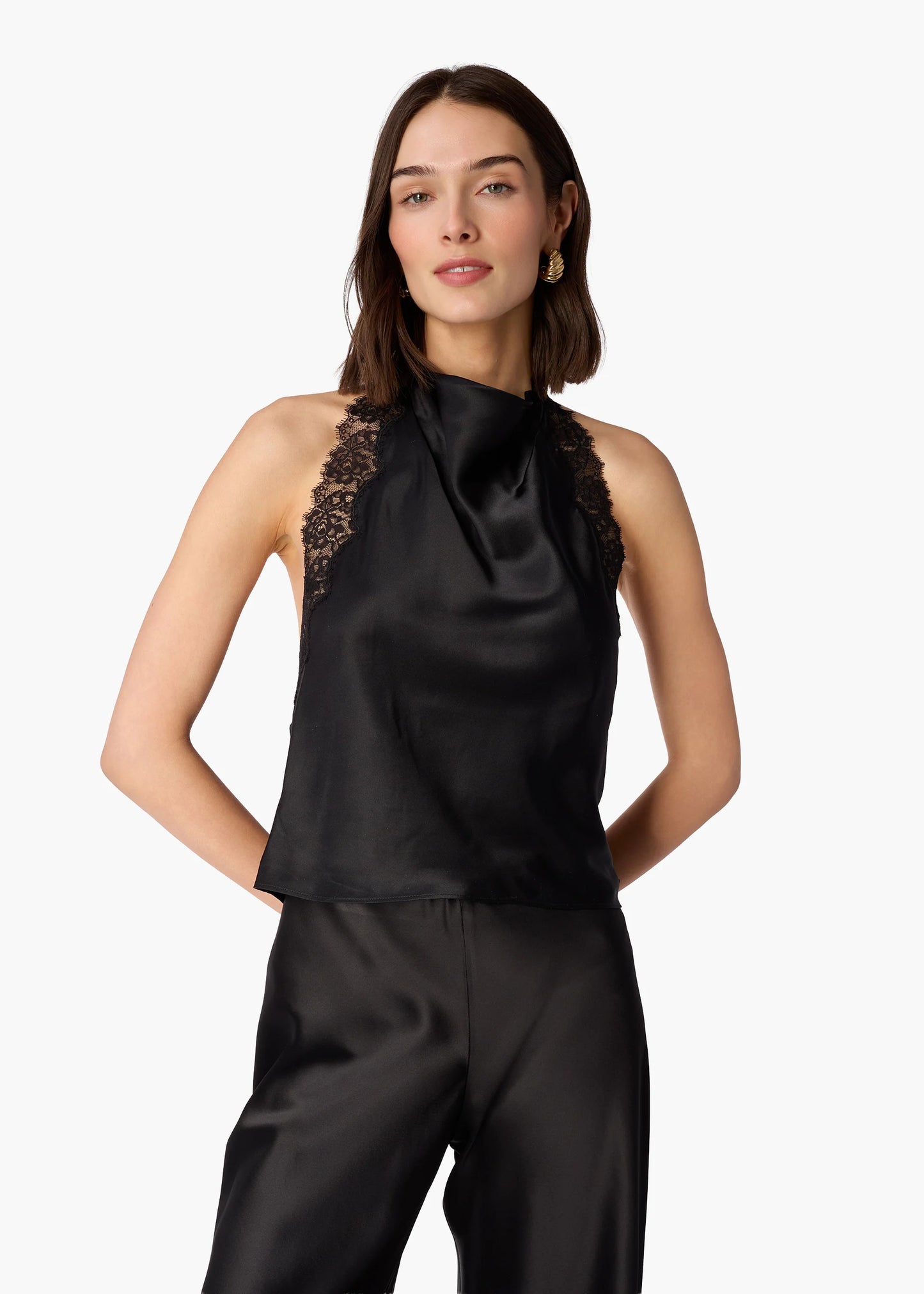 CAMI NYC Lucille Silk Top Black