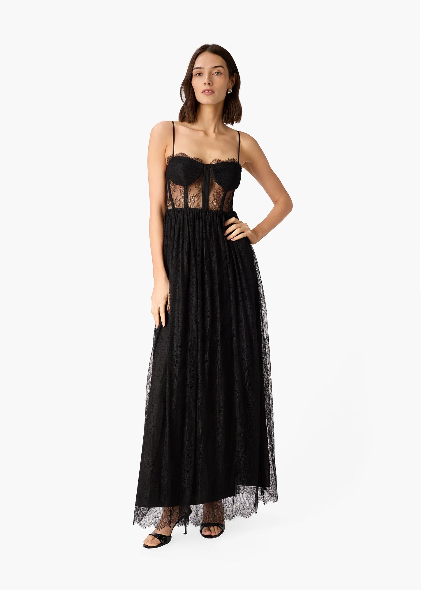 CAMI NYC Archer Corset Lace Gown Black
