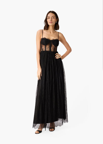 CAMI NYC Archer Corset Lace Gown Black