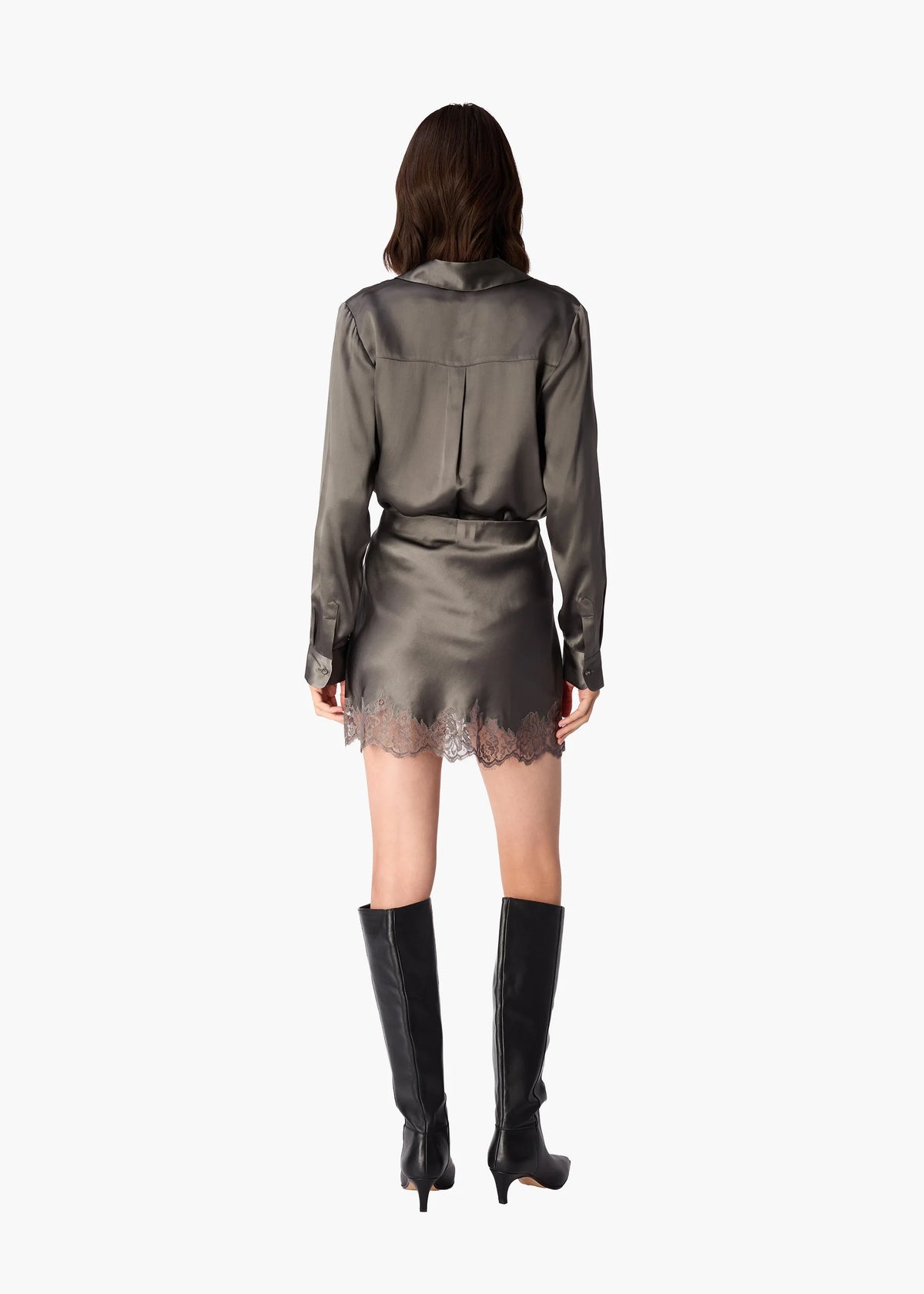 CAMI NYC Rogers Silk Mini Skirt gray