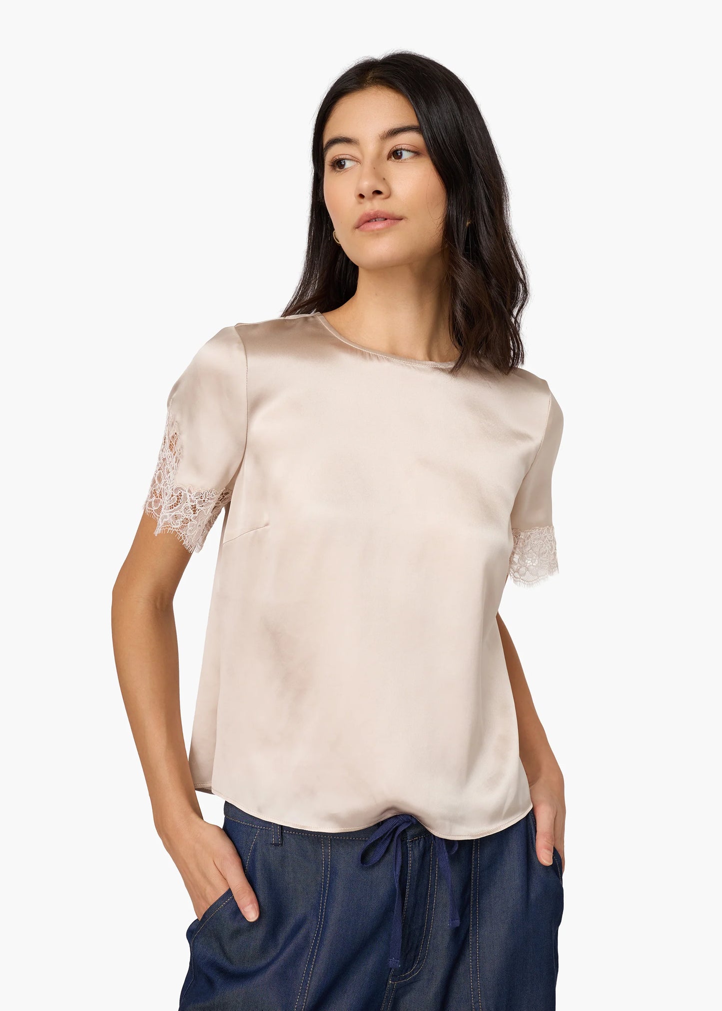 CAMI NYC Marguerite Silk Top cream