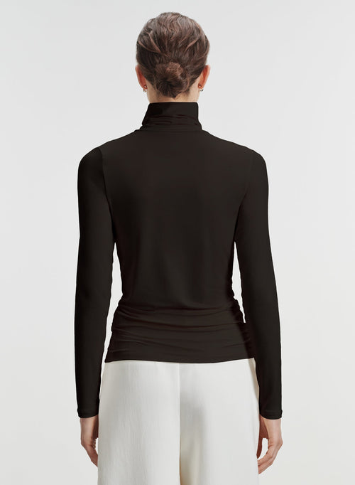 MAJESTIC FILATURES Turtleneck Top Chocolate