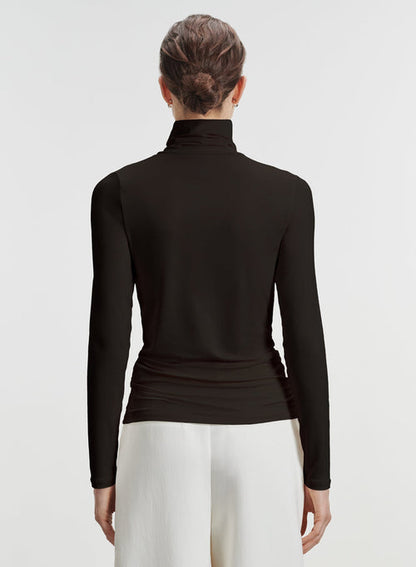 MAJESTIC FILATURES Turtleneck Top Chocolate