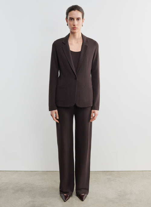 MAJESTIC FILATURES Veste 1 bouton 2 poches - Chocolate Mousse
