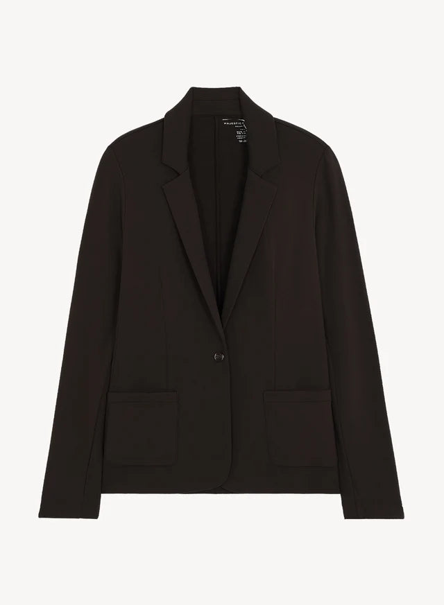 MAJESTIC FILATURES Veste 1 bouton 2 poches - Chocolate Mousse