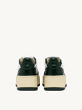 AUTRY Medalist Platform Sneakers In White And Mountain Green Leather