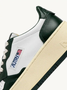 AUTRY Medalist Platform Sneakers In White And Mountain Green Leather