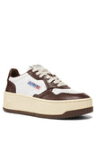 AUTRY Medalist Platform Sneakers In White And Chestnut Brown Leather