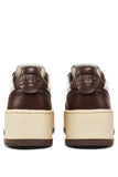 AUTRY Medalist Platform Sneakers In White And Chestnut Brown Leather