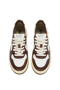 AUTRY Medalist Platform Sneakers In White And Chestnut Brown Leather