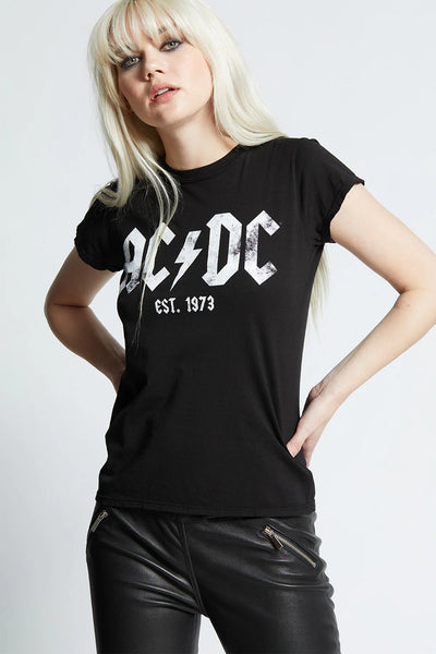 RECYCLED KARMA the AC/DC 1973 Black Baby Tee